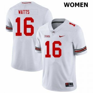 Women's Ohio State Buckeyes #16 Ryan Watts White Nike NCAA College Football Jersey Supply DXD8244TJ